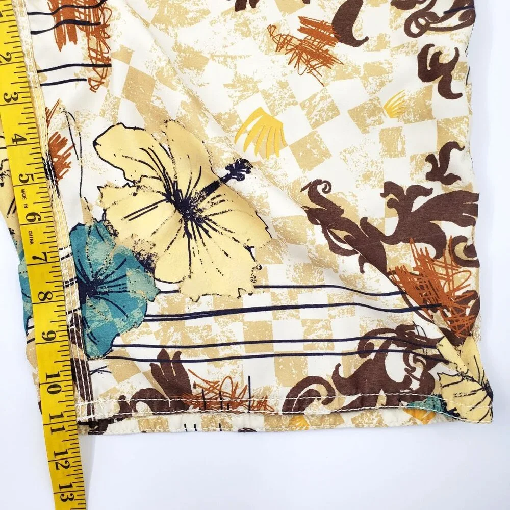Aeropostale Aero Surf Board Shorts Swim Trunks Tropical Hawaiian Tan Mens Size M